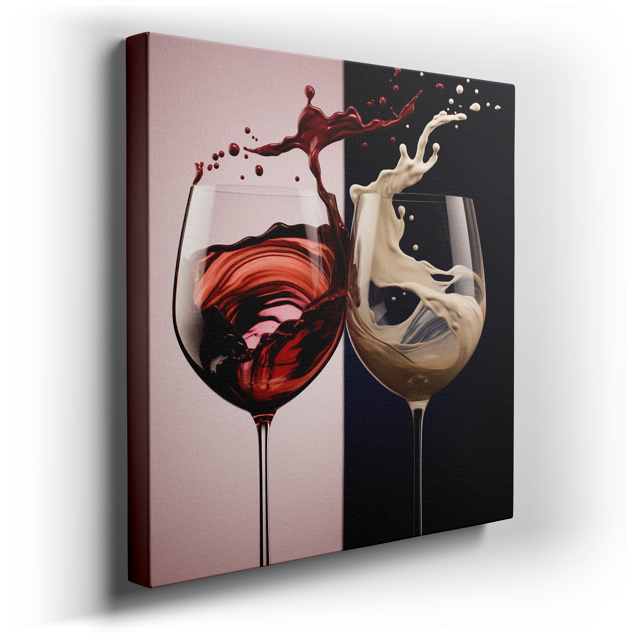 Luxury Toast Wall Art - Rich Red and Creamy White Celebratory Splashes, Large Canvas Wall Art for Office and Bedroom