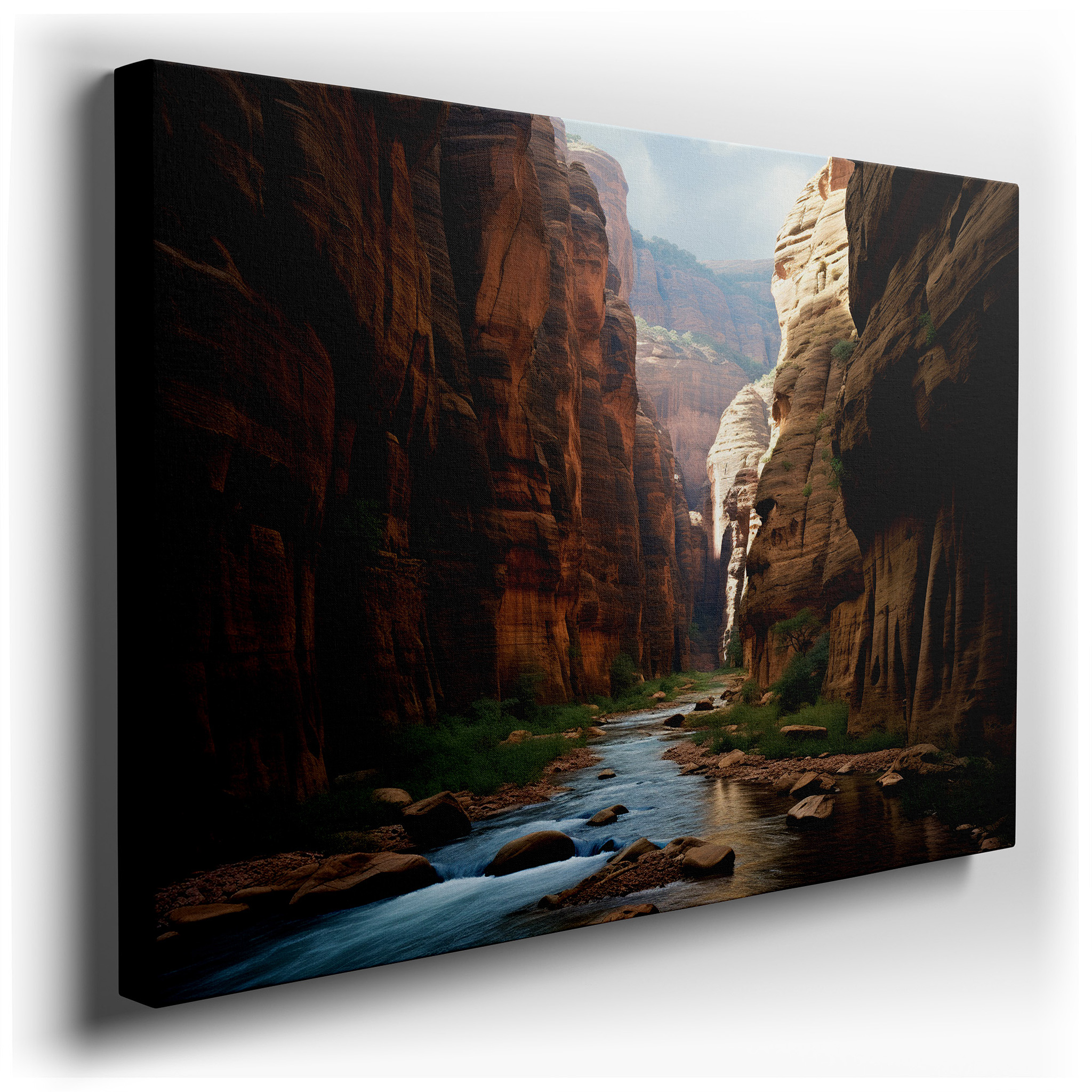 Majestic Canyon Scenery Featuring Light and Shadow Dynamics, Perfect for Adventure and Serenity - Large Canvas Wall Art