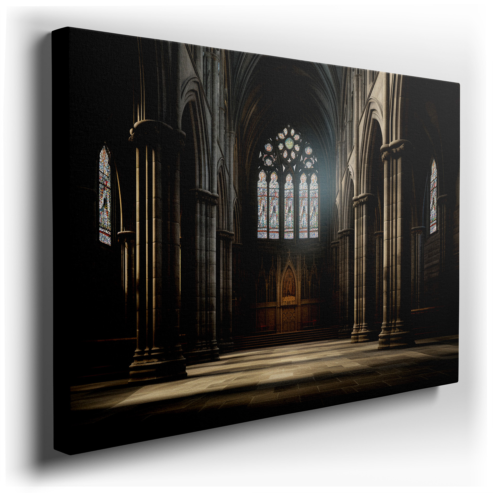 Majestic Cathedral Interior Wall Art: A Showcase of Architectural Brilliance and Serene Ambiance, Perfect for Office