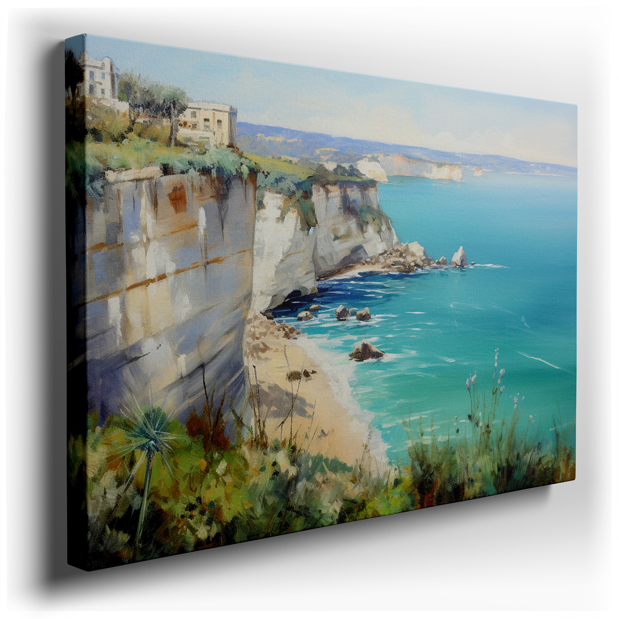 Majestic Cliffs and Crystalline Waters: A Serene Coastal Escape - Large Wall Art, Canvas Wall Art, Wall Decor for