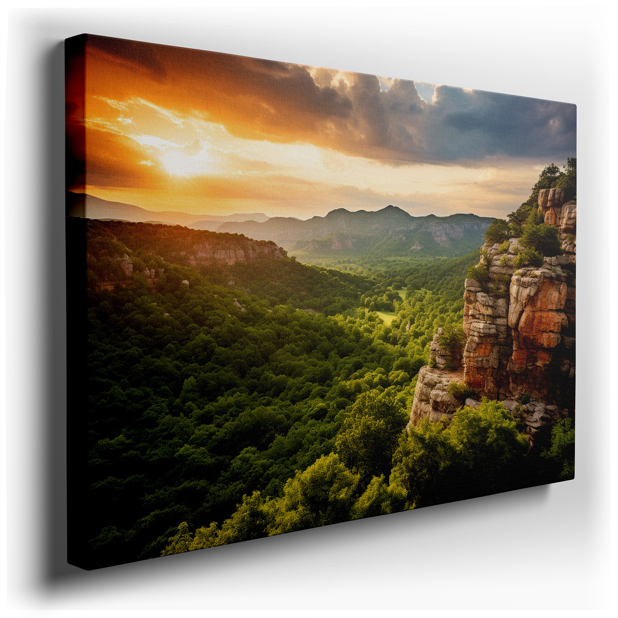 Majestic Cliffs and Lush Valley - Tranquil Nature Scene for Serene Interiors: Large Wall Art, Canvas Wall Art, Wall
