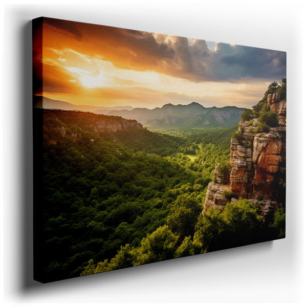 Majestic Cliffs and Lush Valley - Tranquil Nature Canvas Wall Art