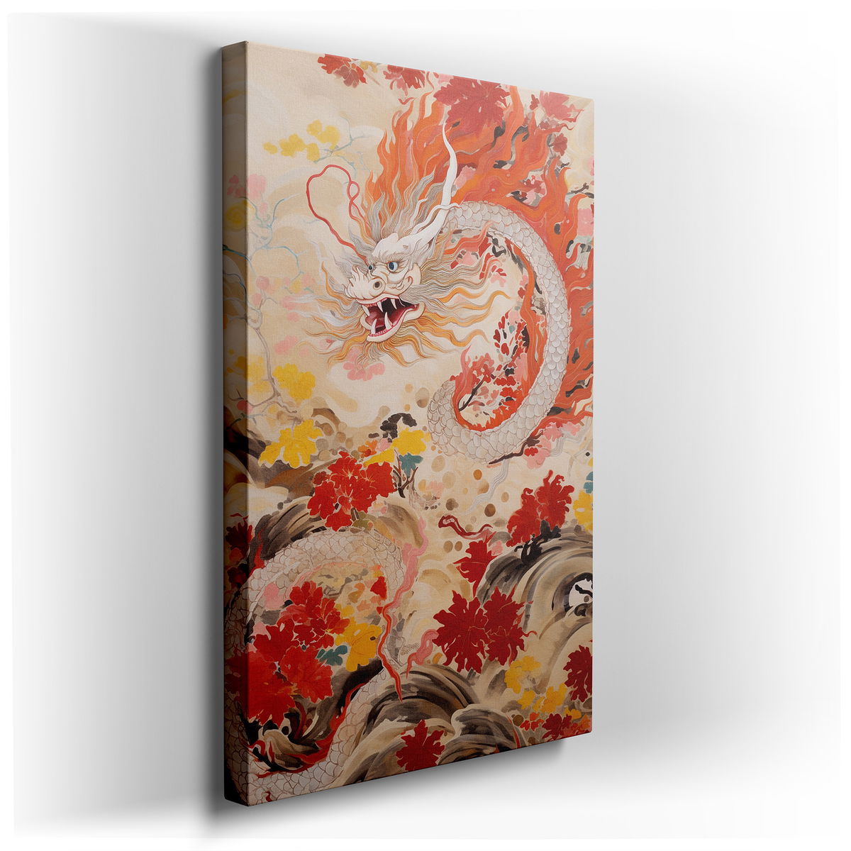Majestic Dragon in Flight - Vivid Fantasy Canvas Wall Art