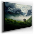 Majestic Elephant in Misty Mountains - Serene Nature Canvas Wall Art
