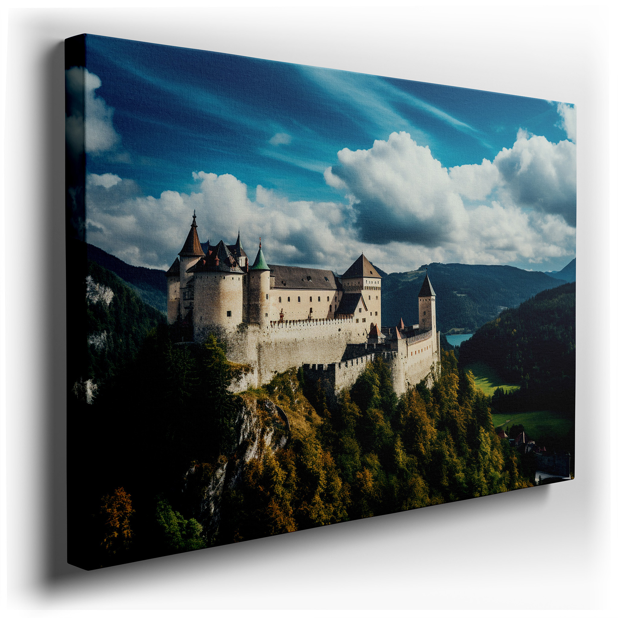 Majestic Fortress Castle Surrounded by Rugged Mountains: A Symbol of Timeless Strength and Architectural Excellence -