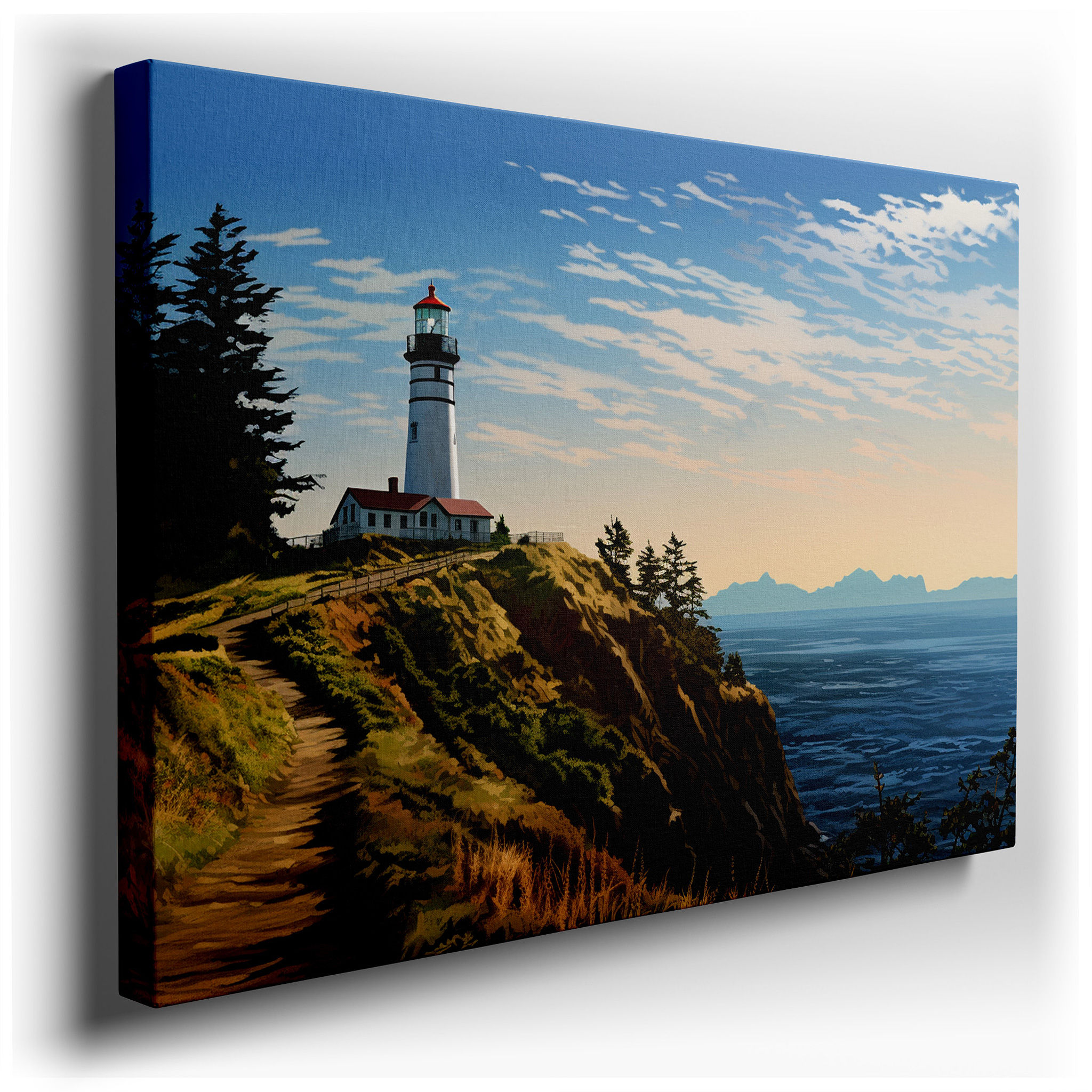 Majestic Lighthouse on Rugged Coastline - Symbolizing Hope and Creativity Large Wall Art, Canvas Wall Art, Wall Decor,