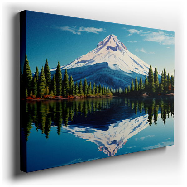 Majestic Mountain and Serene Lake - Large Canvas Wall Art
