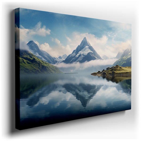 Majestic Mountains and Peaceful Lake - Large Canvas Wall Art