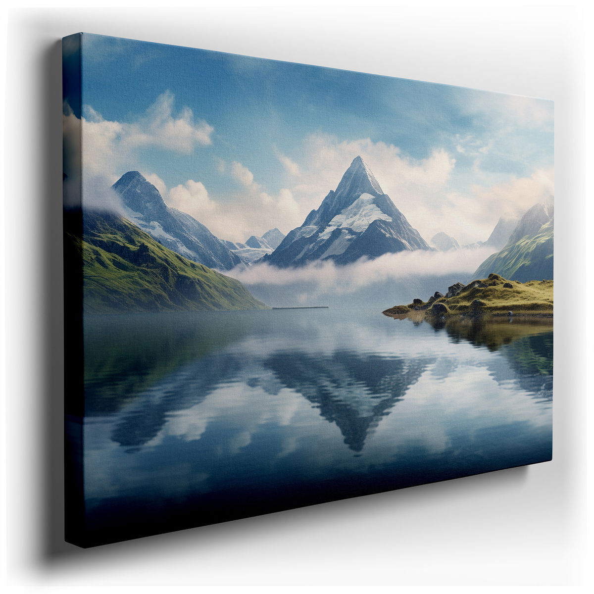 Majestic Mountains and Peaceful Lake - Large Canvas Wall Art