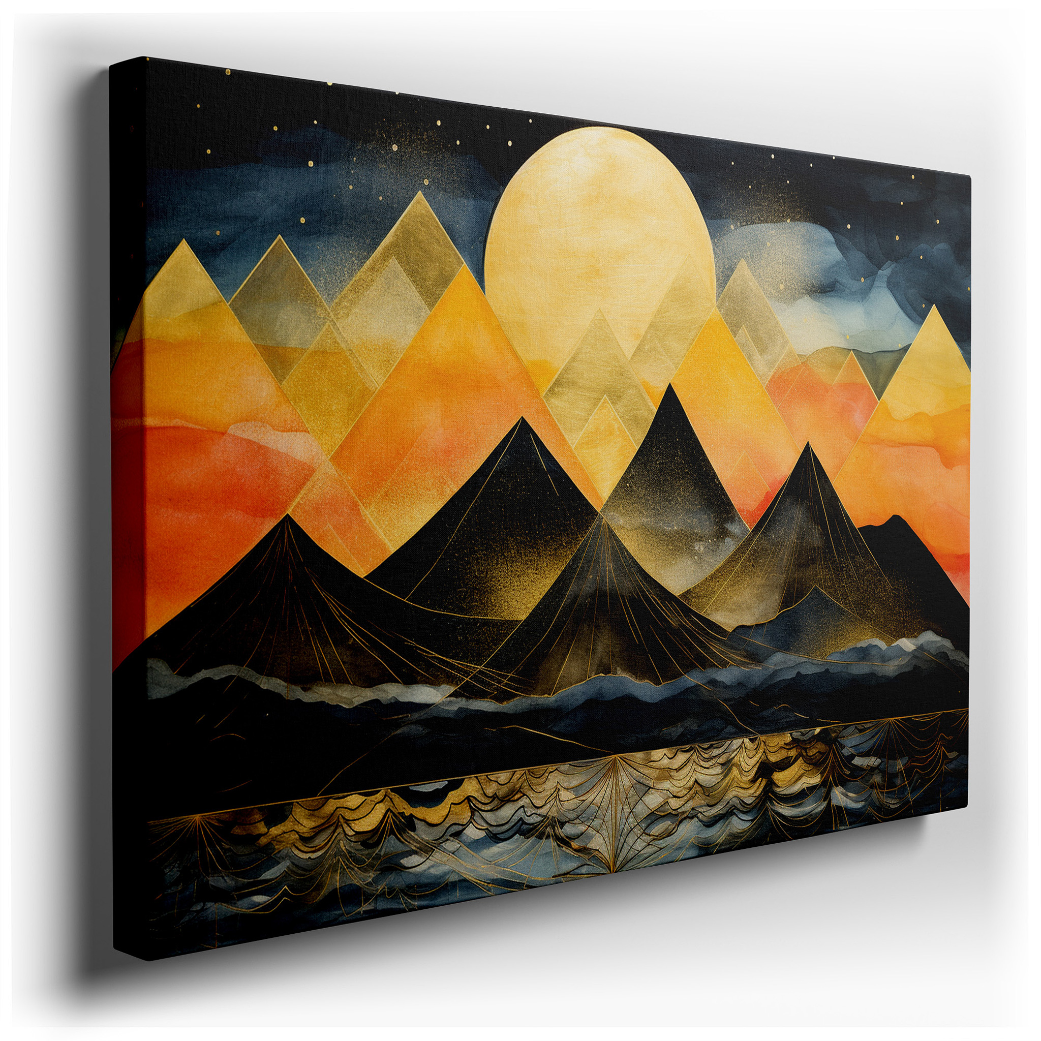 Majestic Mountains and Radiant Sunlight: A Serene Landscape of Reflection and Tranquility - Large Canvas Wall Art Decor