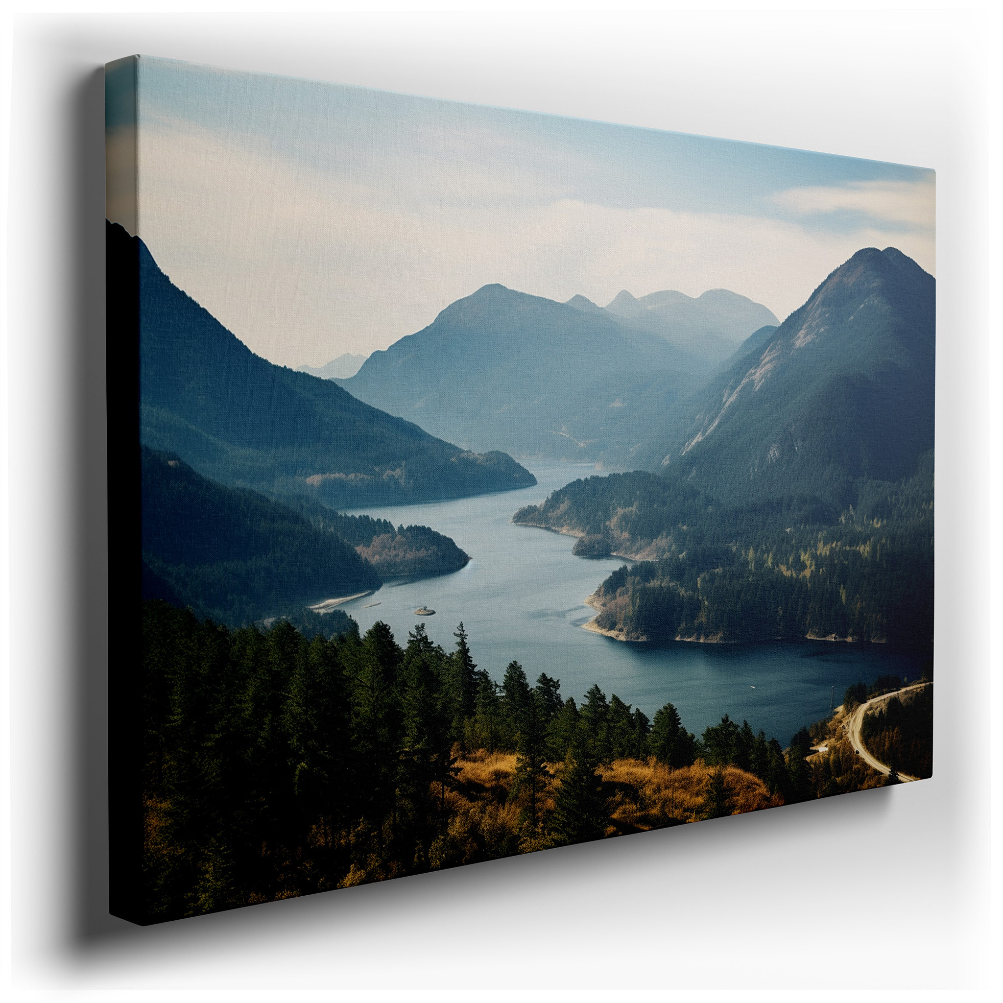 Majestic Mountains and Tranquil River - Serene Landscape of Lasting Beauty Large Wall Art, Canvas Wall Art, Wall Decor