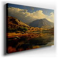 Majestic Mountains and Tranquil Waters - Blue Landscape Canvas Wall Art