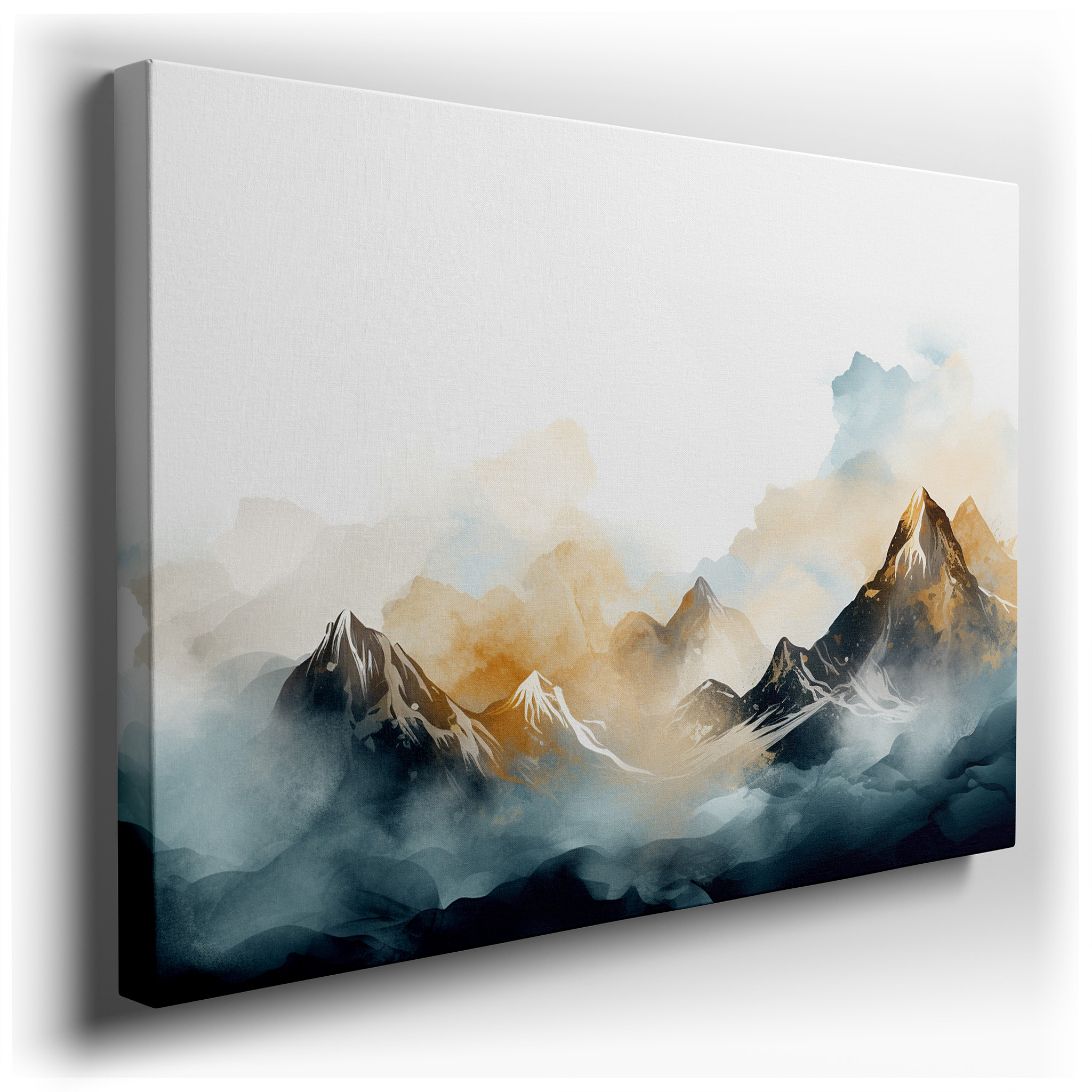 Majestic Mountains Shrouded in Mist, Play of Light and Shadow, Large Wall Art, Canvas Wall Art, Wall Decor for Office