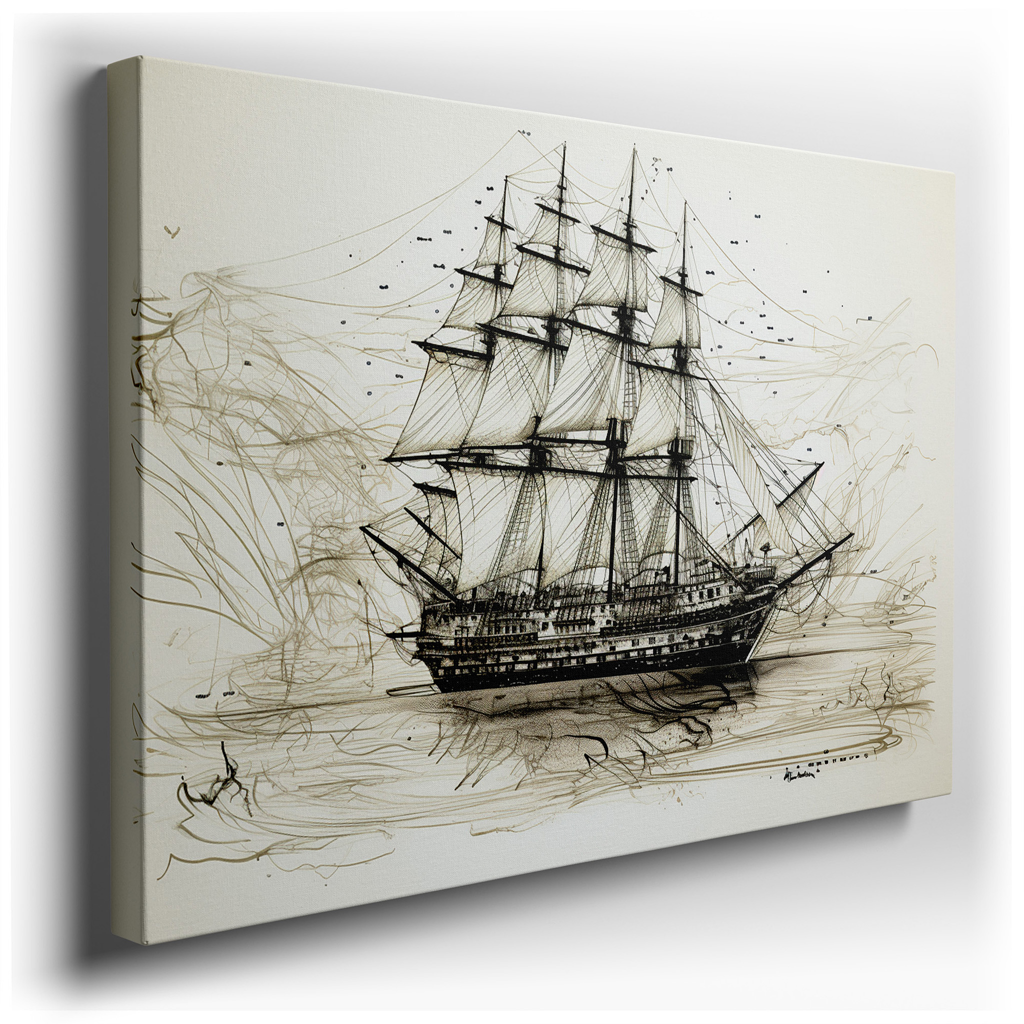 Majestic Tall Ship in Full Sail: A Nautical Masterpiece and Adventure - Themed Large Wall Art, Canvas Wall Art, Wall