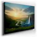 Majestic Waterfall and Peaceful River Canvas Art