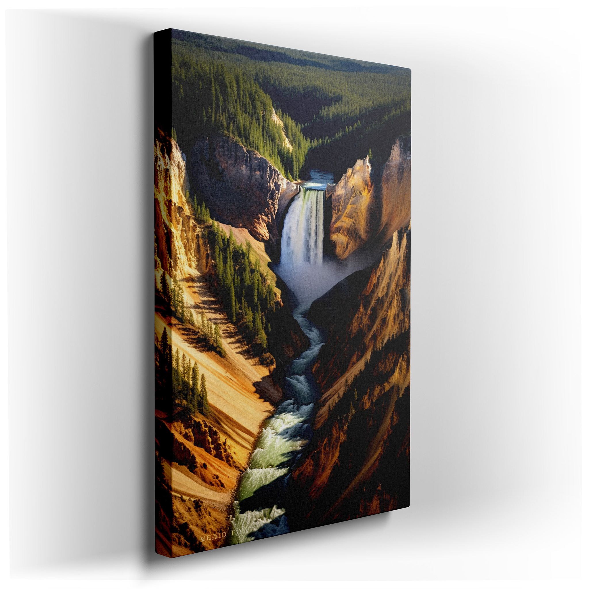 Majestic Waterfall and Rugged Canyon Wall Art - Celebrating the Power and Beauty of Nature, Perfect for Office and