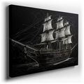 Maritime Masterpiece - Wireframe Ship Design Canvas Wall Art
