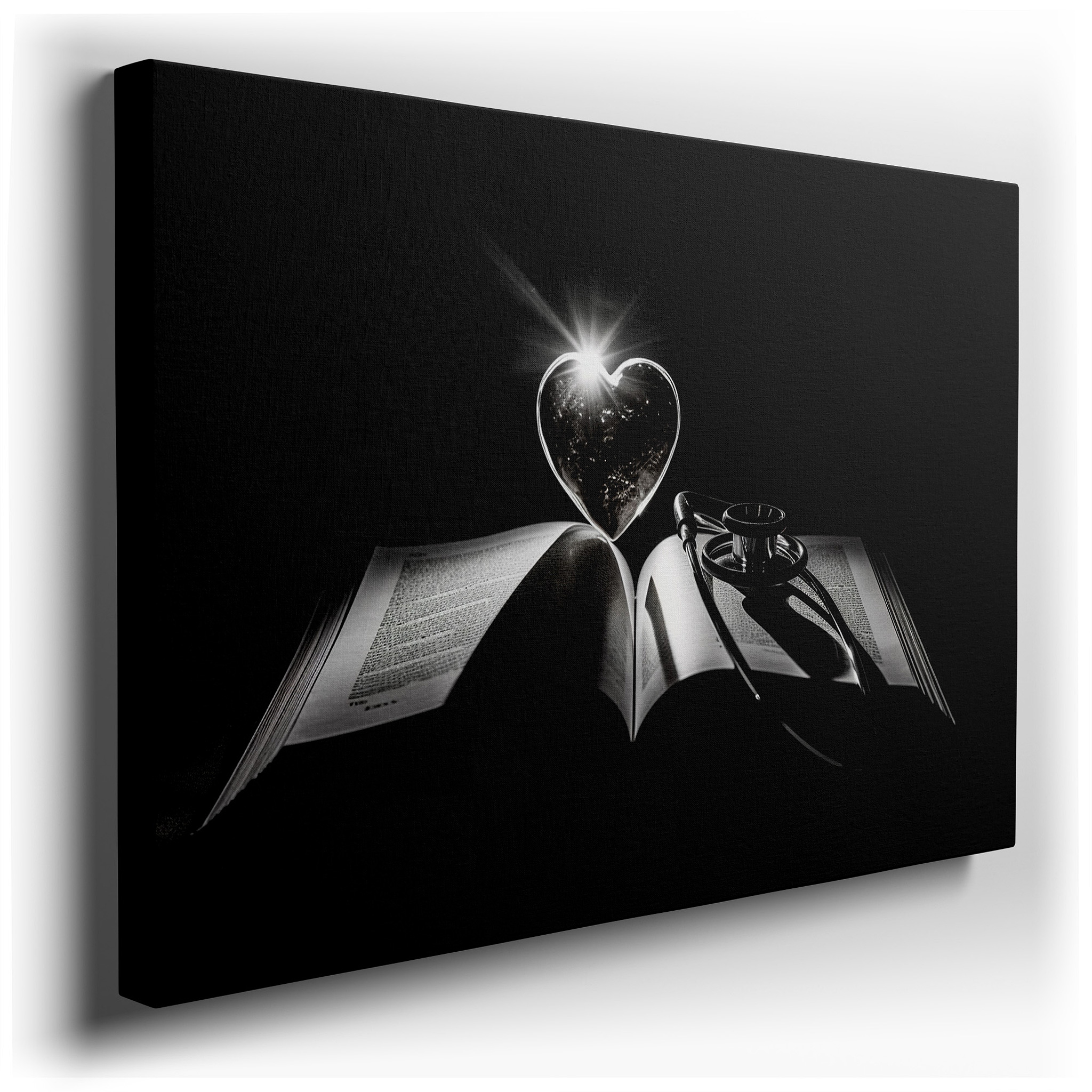 Medical Profession Tribute: Large Wall Art Featuring Stethoscope and Heart - Shaped Crystal, Ideal for Office and