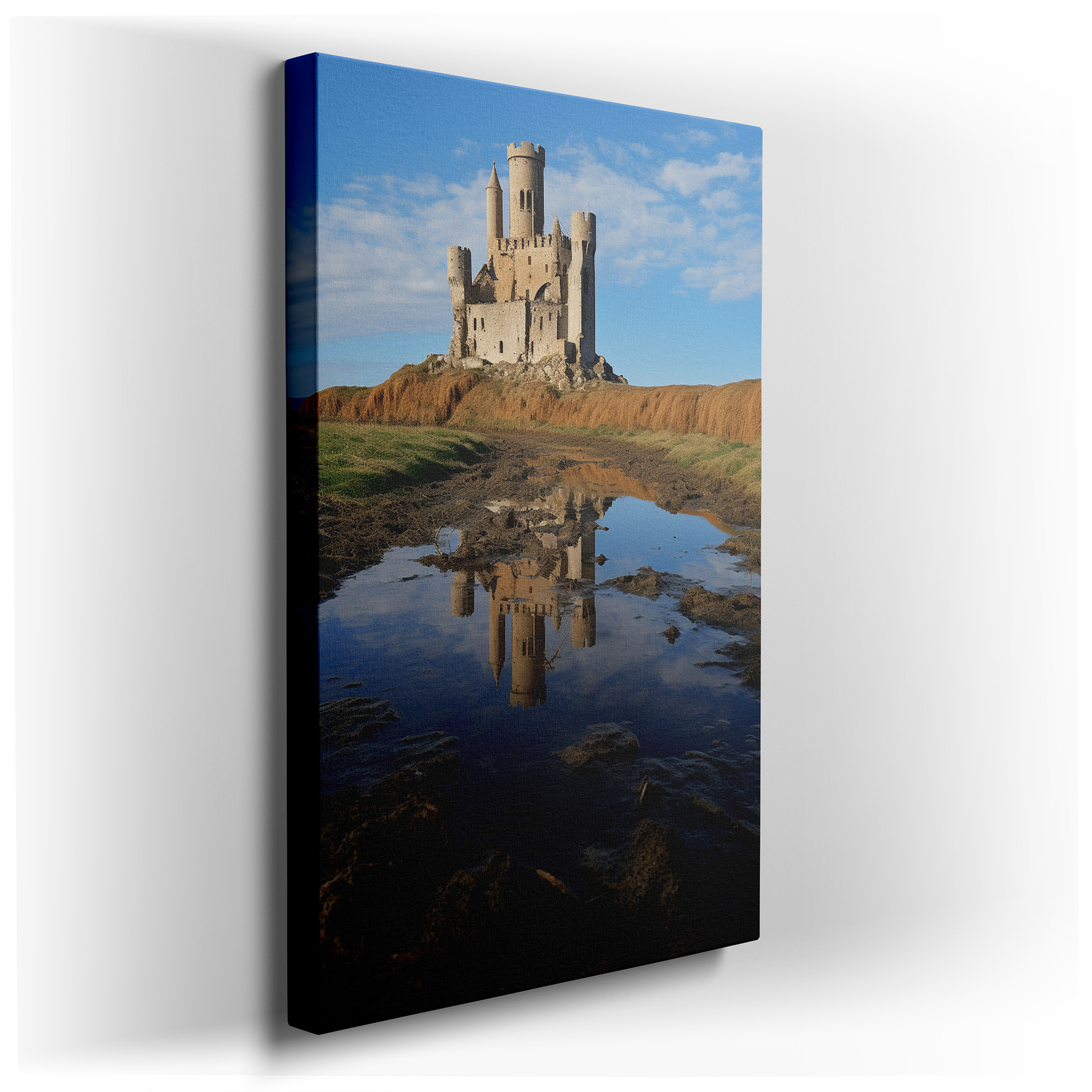 Medieval Castle Ruins Embraced by Time Large Canvas Wall Art for Office, Bedroom, and Living Room Decor wrapped canvas