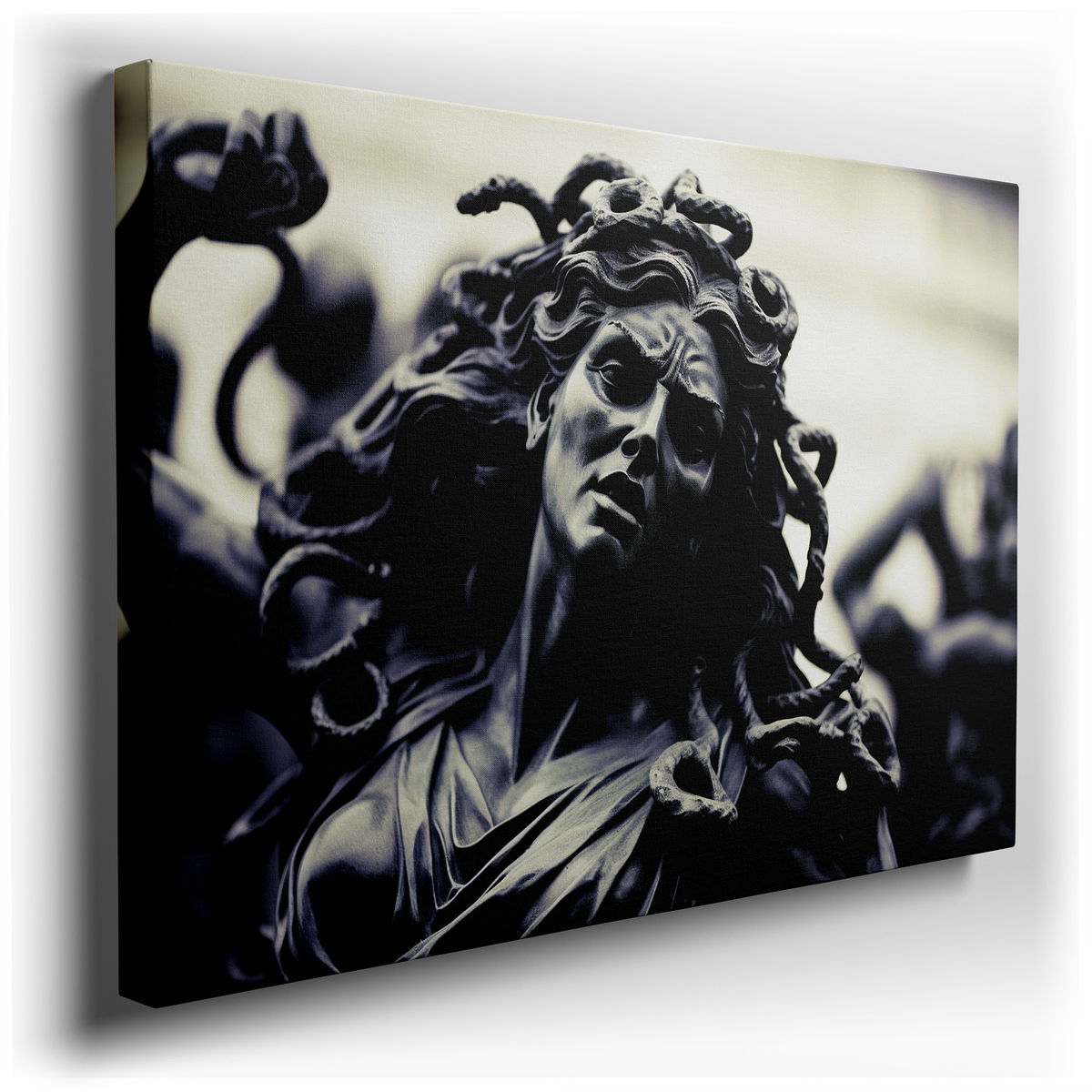 Medusa's Tragic Beauty - Black & White Canvas Wall Art