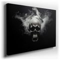 Metallic Skull Emerging from the Abyss - Surrealistic Canvas Wall Art
