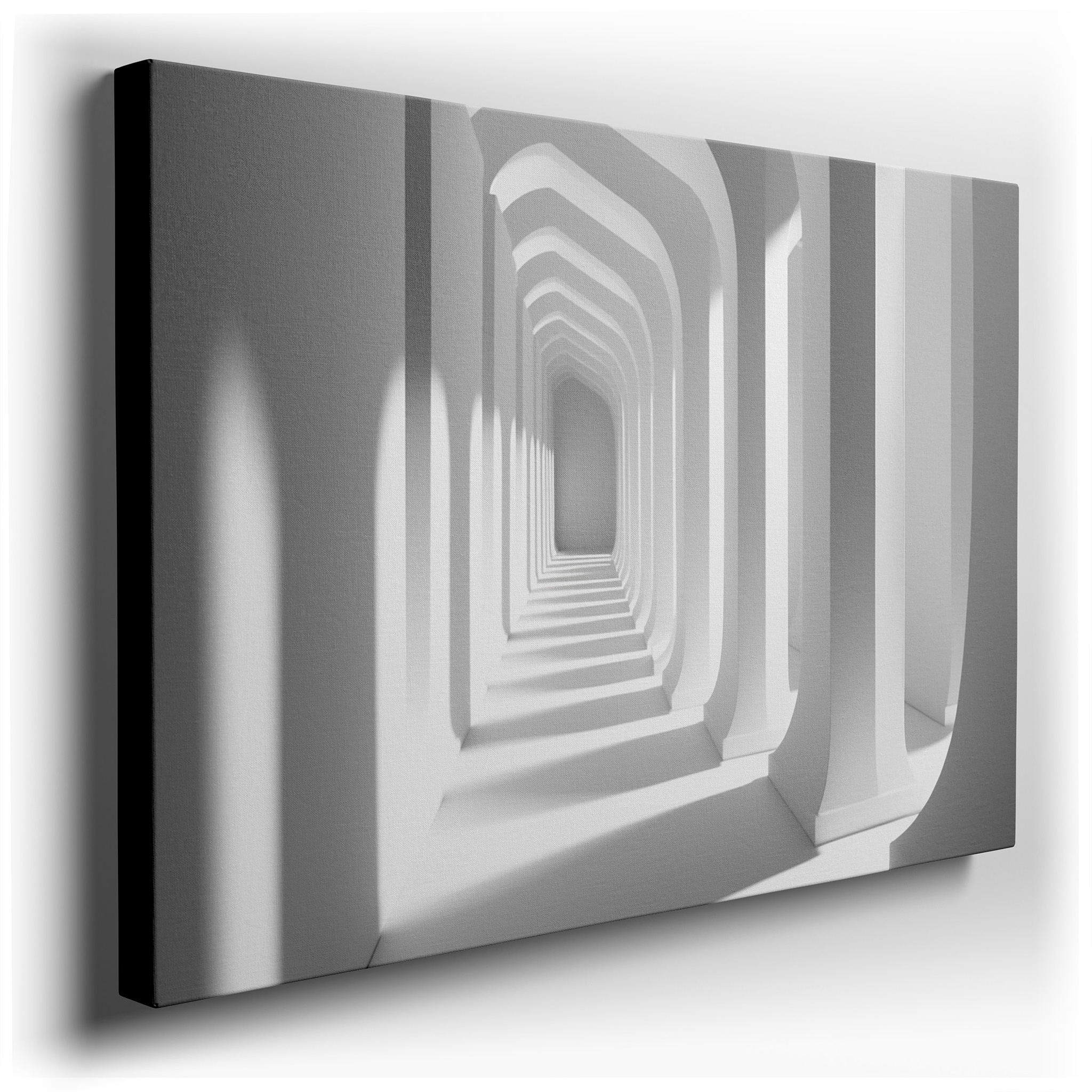 Minimalist Architectural Corridor: A Serene Modern Design Statement in Light and Shadow - Large Canvas Wall Art for