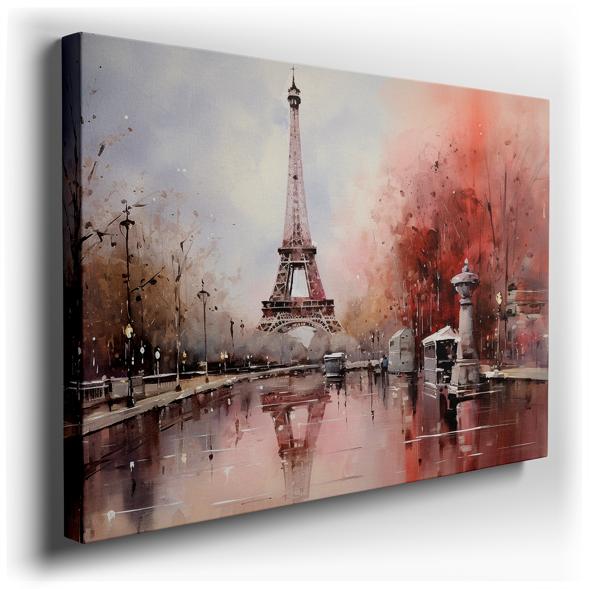 Misty Eiffel Tower Dream Scene: Serene Parisian Large Wall Art, Canvas Decor for Office and Bedroom wrapped canvas -