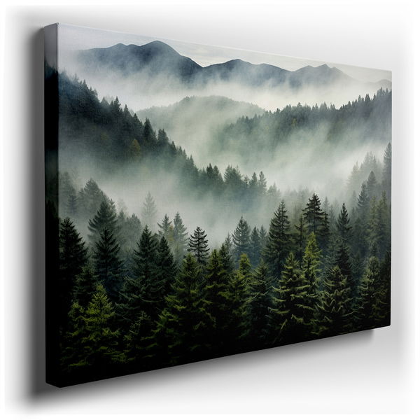 Misty Mountains Shrouded in Ethereal Fog - Tranquil Landscape - Canvas Wall Art