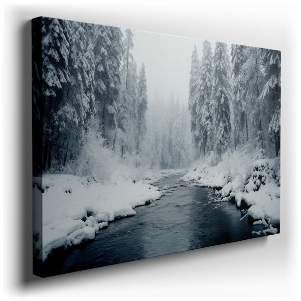 Misty Winter Scene - Black and White Canvas Wall Art