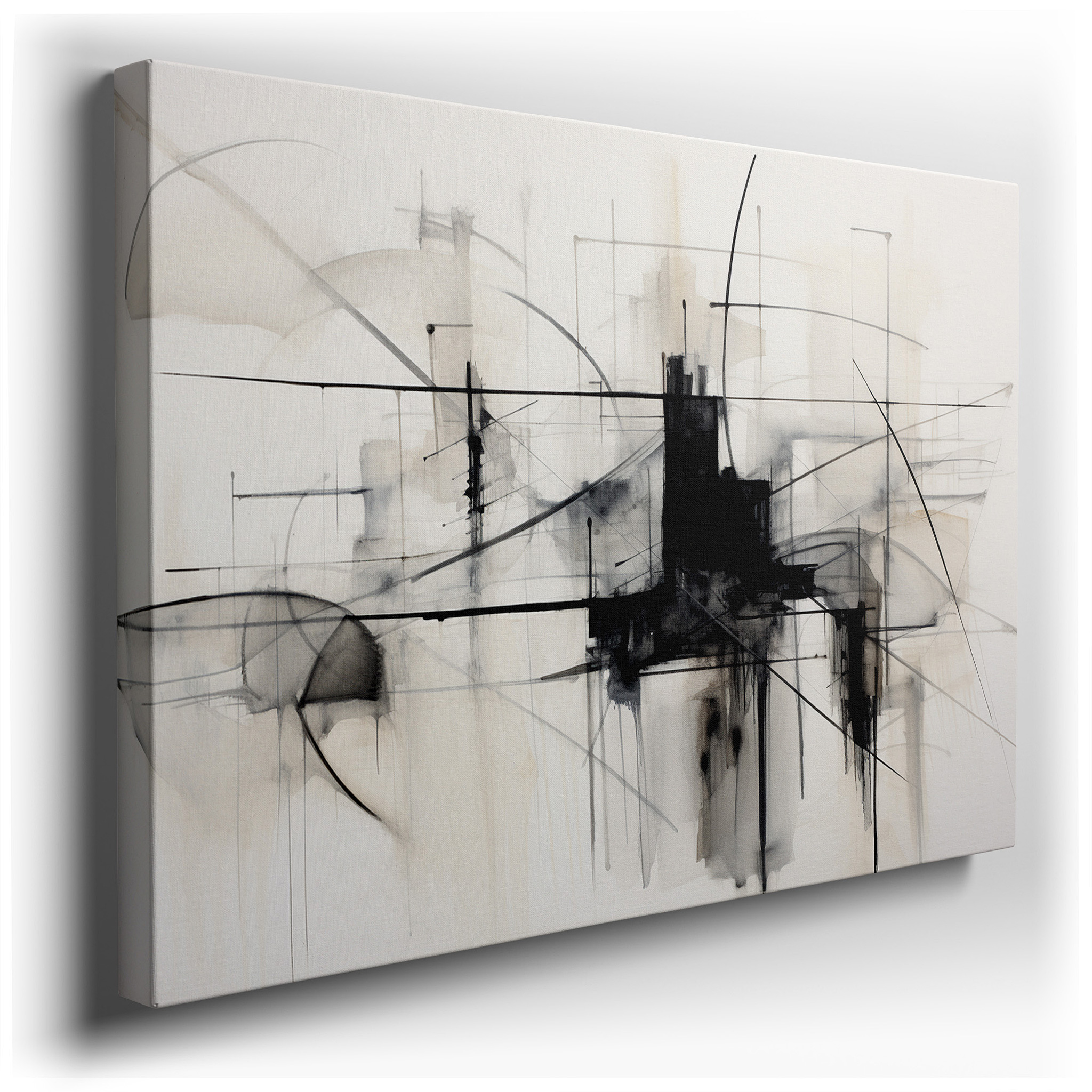 Monochromatic Intricacy in Black and White: A Profound Contemporary Art Statement - Large Wall Art, Canvas Wall Art,