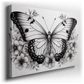 Monochrome Butterfly on Flowers - Elegant Canvas Wall Art