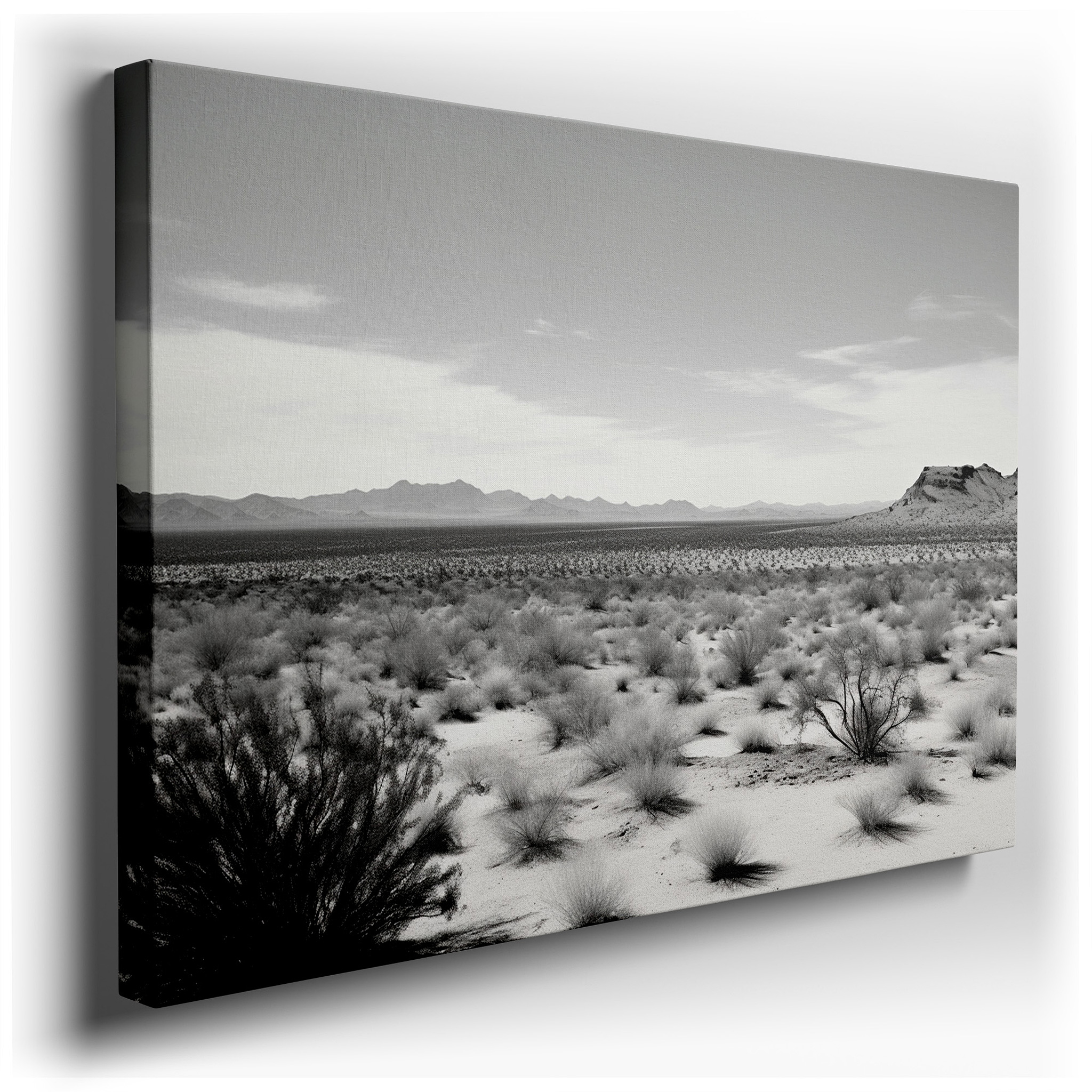 Monochrome Serene Desert Dunes, Tranquil Nature Scene with Dynamic Light and Shadow, Large Wall Art, Canvas Wall Art,
