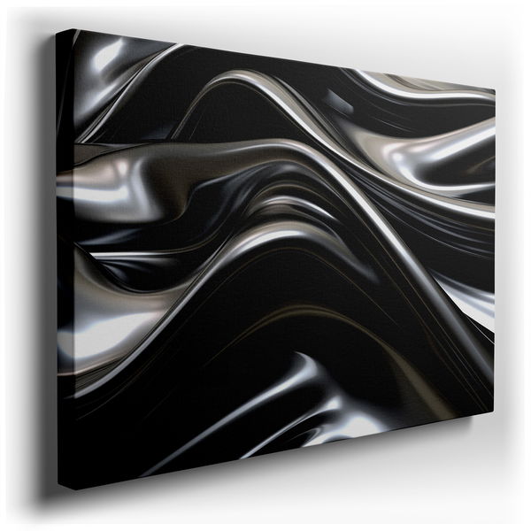 Sleek Monochrome Metallic Textures Canvas Art