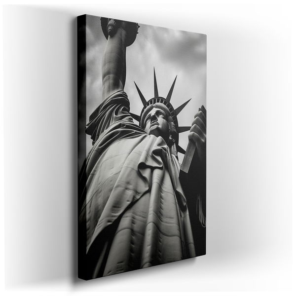 Monochrome Statue of Liberty - Black and White Canvas Wall Art
