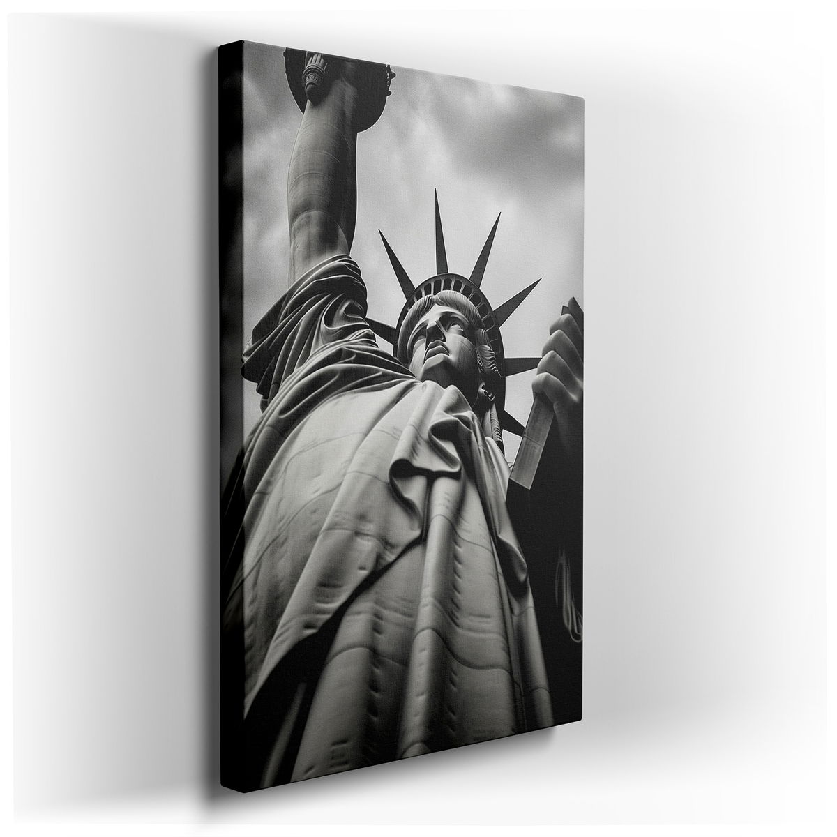 Monochrome Statue of Liberty - Black and White Canvas Wall Art