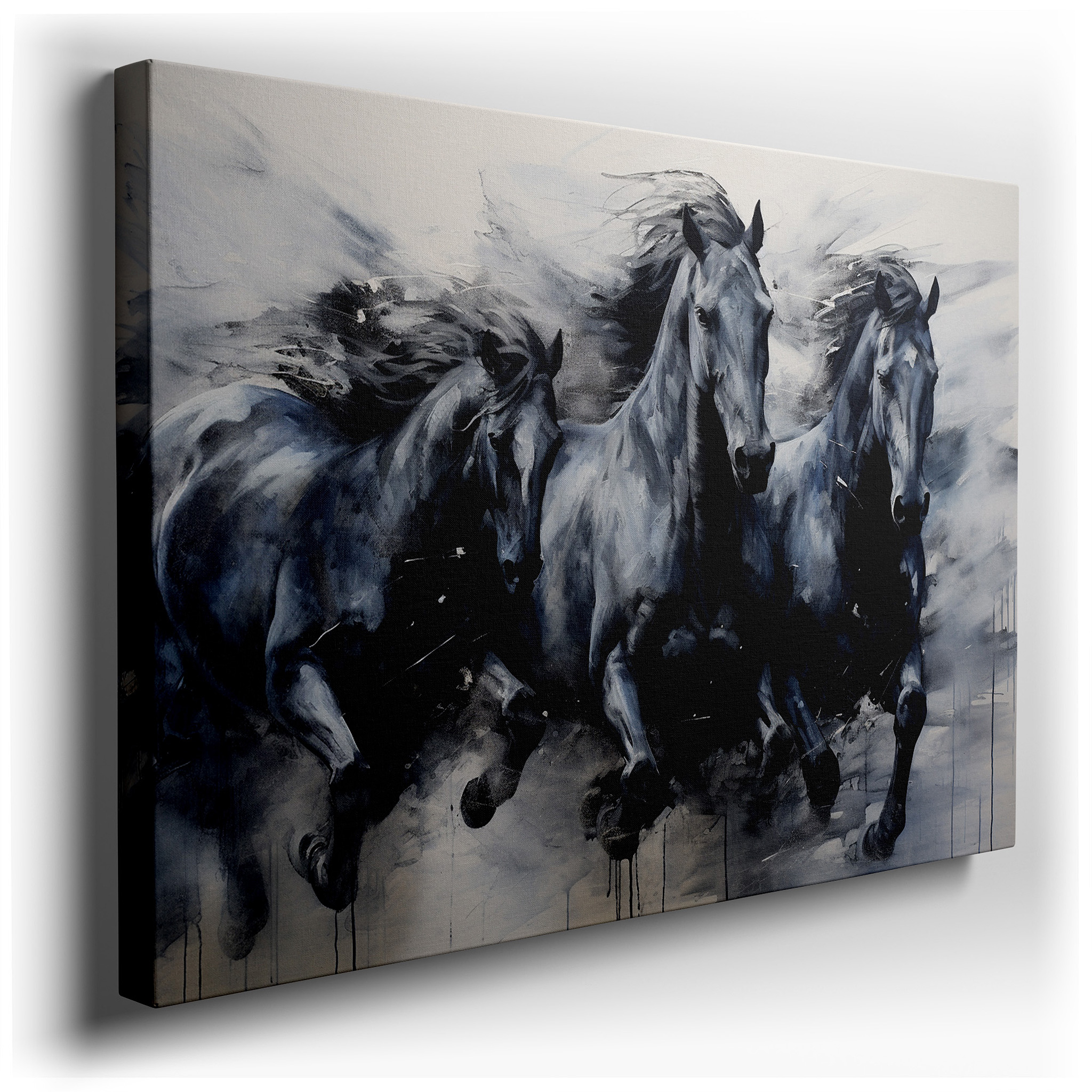 Monochrome Thunder - A Dynamic Symphony of Speed and Unity Large Wall Art, Canvas Wall Art, Wall Decor for Office and