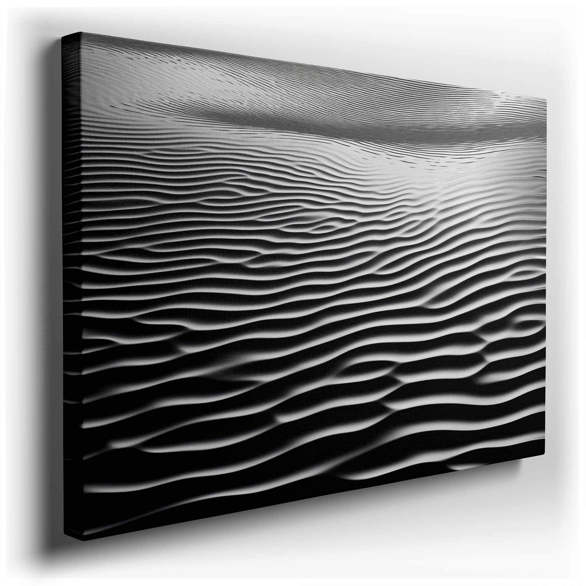 Monochrome Waves in Motion: Tranquil Black and White Large Wall Art, Canvas Decor for Office and Bedroom wrapped canvas