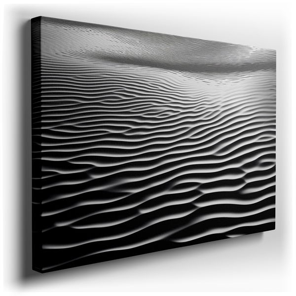Monochrome Waves in Motion - Tranquil Black and White Canvas Wall Art