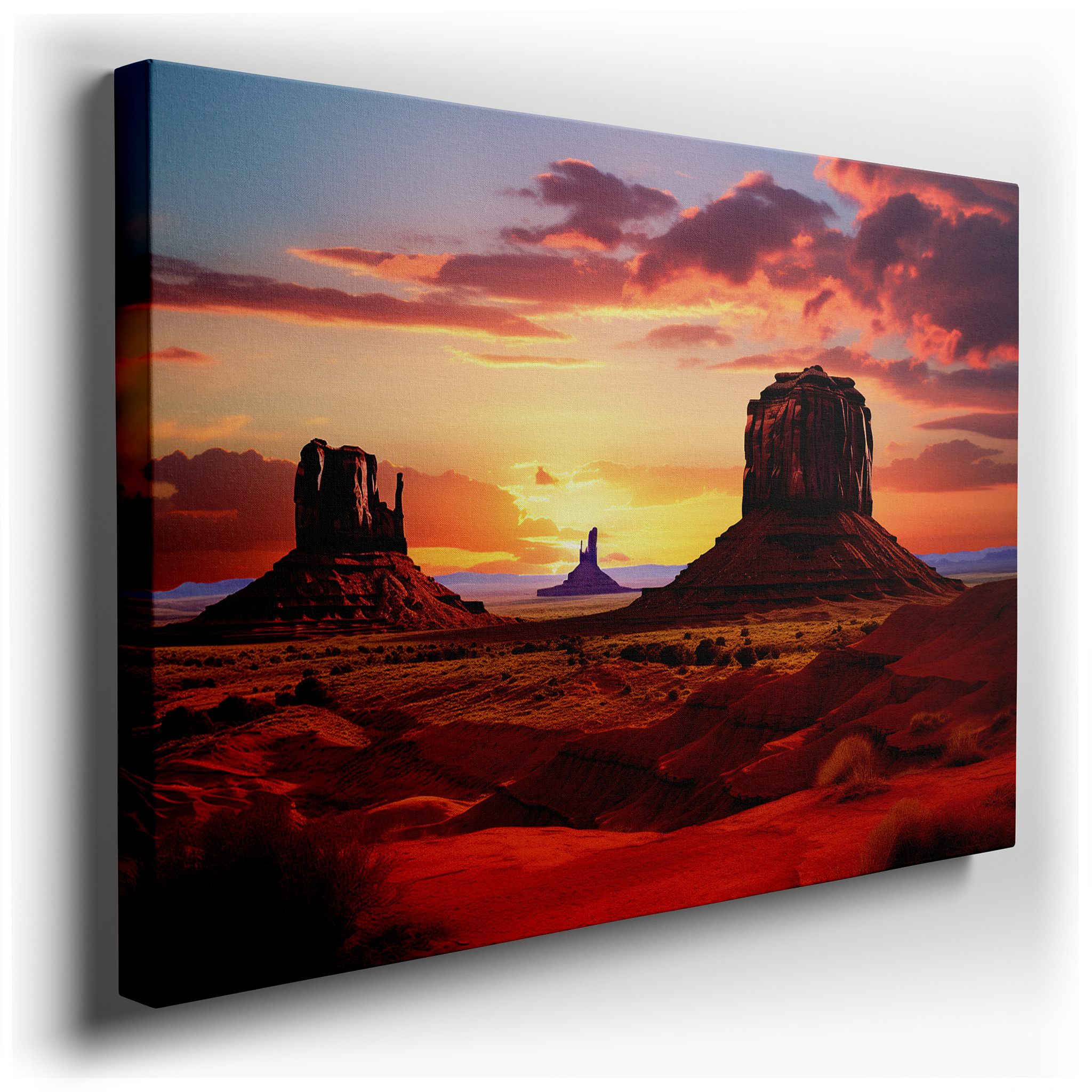 Monument Valley Sunset Majesty Large Canvas Wall Art for Office, Bedroom, and Living Room Decor wrapped canvas - main