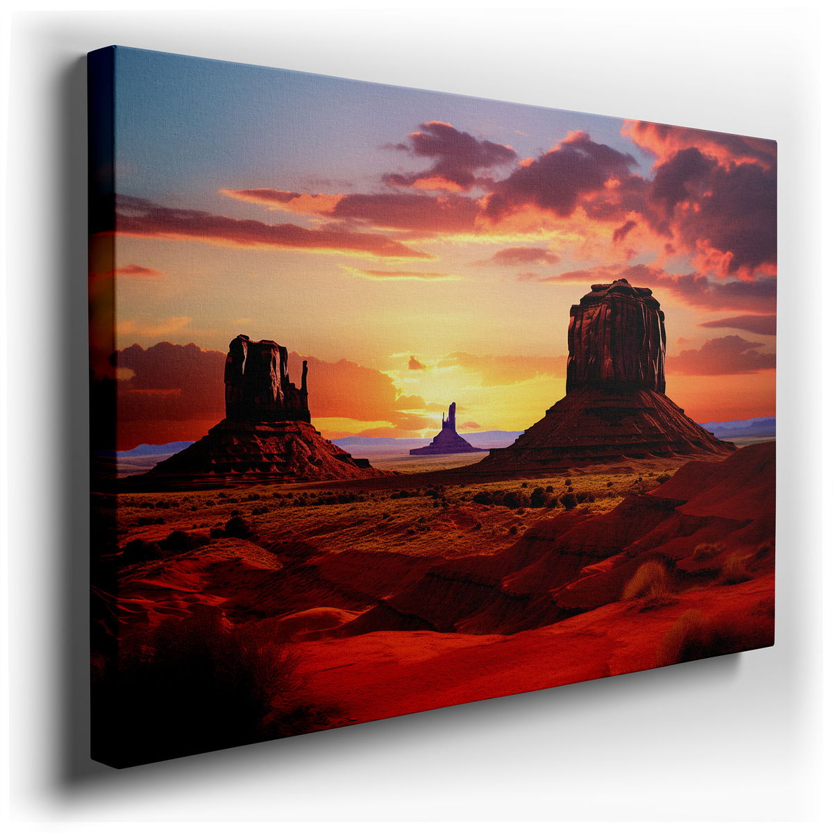 Monument Valley Sunset Majesty - Geometric Harmony Canvas Wall Art