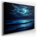 Moonlit Seascape - Serene Glow Canvas Wall Art