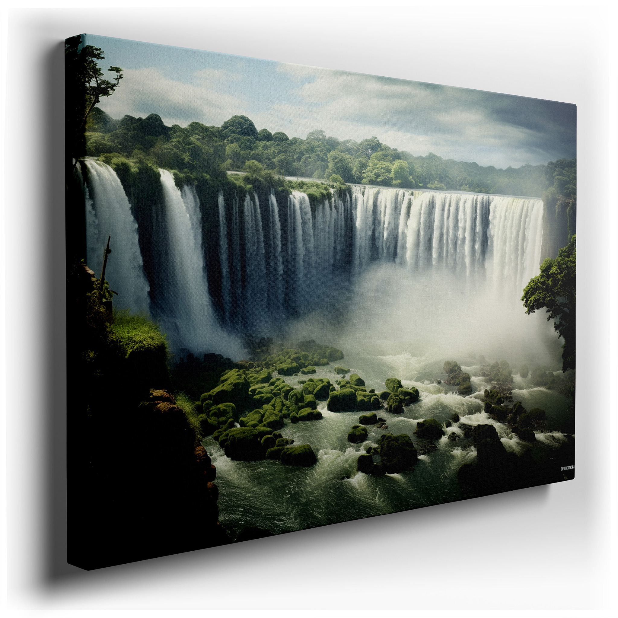 Moss - Covered Cliffs and Hidden Waterfalls: A Tranquil Symphony of Water and Greenery Large Wall Art, Canvas Wall Art,