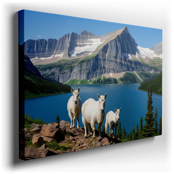 Mountain Goats on Rugged Terrain - Nature Wall Art