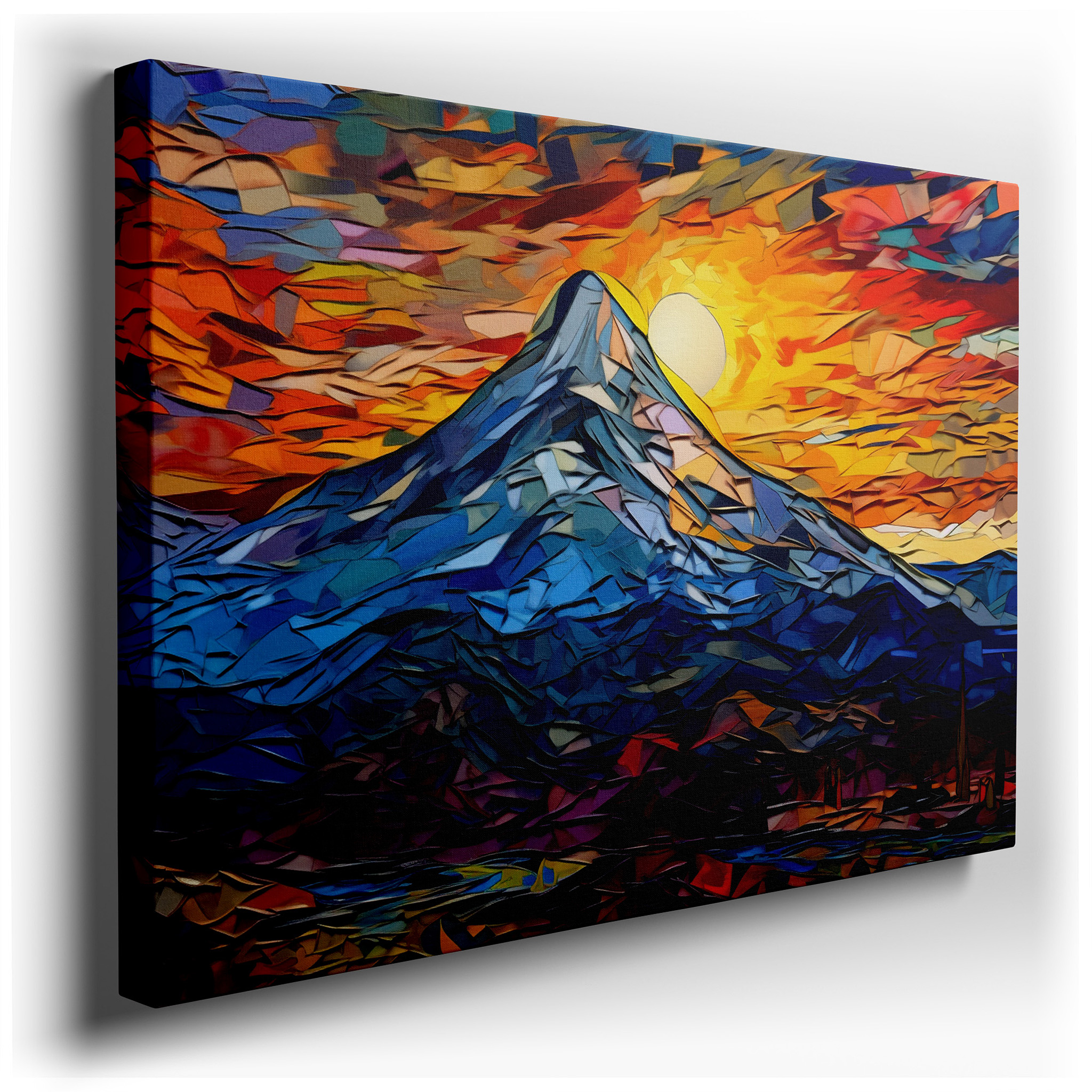 Mountain Sunset Panorama, Nature's Splendor and Serenity Large Wall Art, Canvas Wall Decor for Office and Bedroom