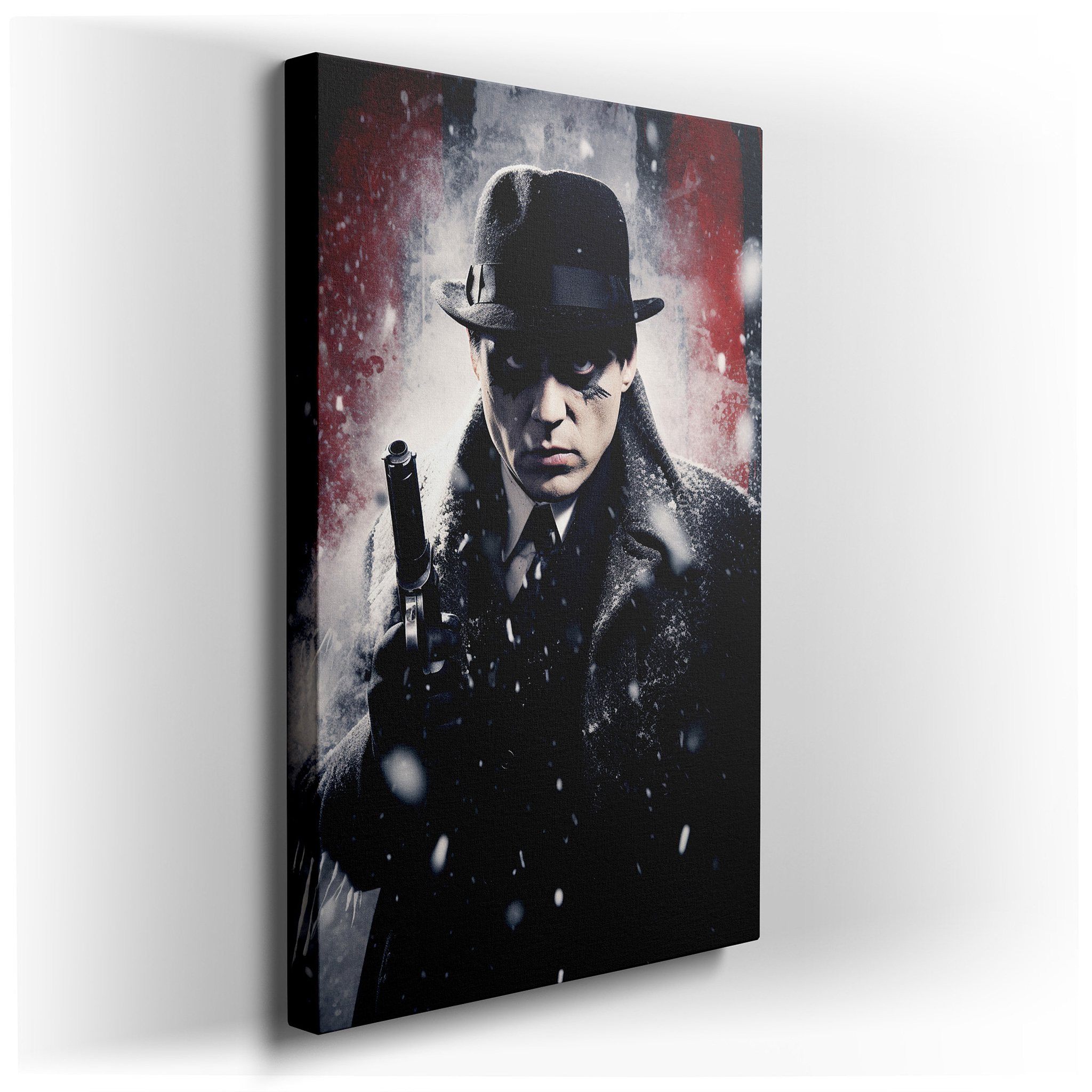 Mysterious Dark Figure in Snow: A Captivating Story of Intrigue and Suspense - Large Canvas Wall Art for Home and