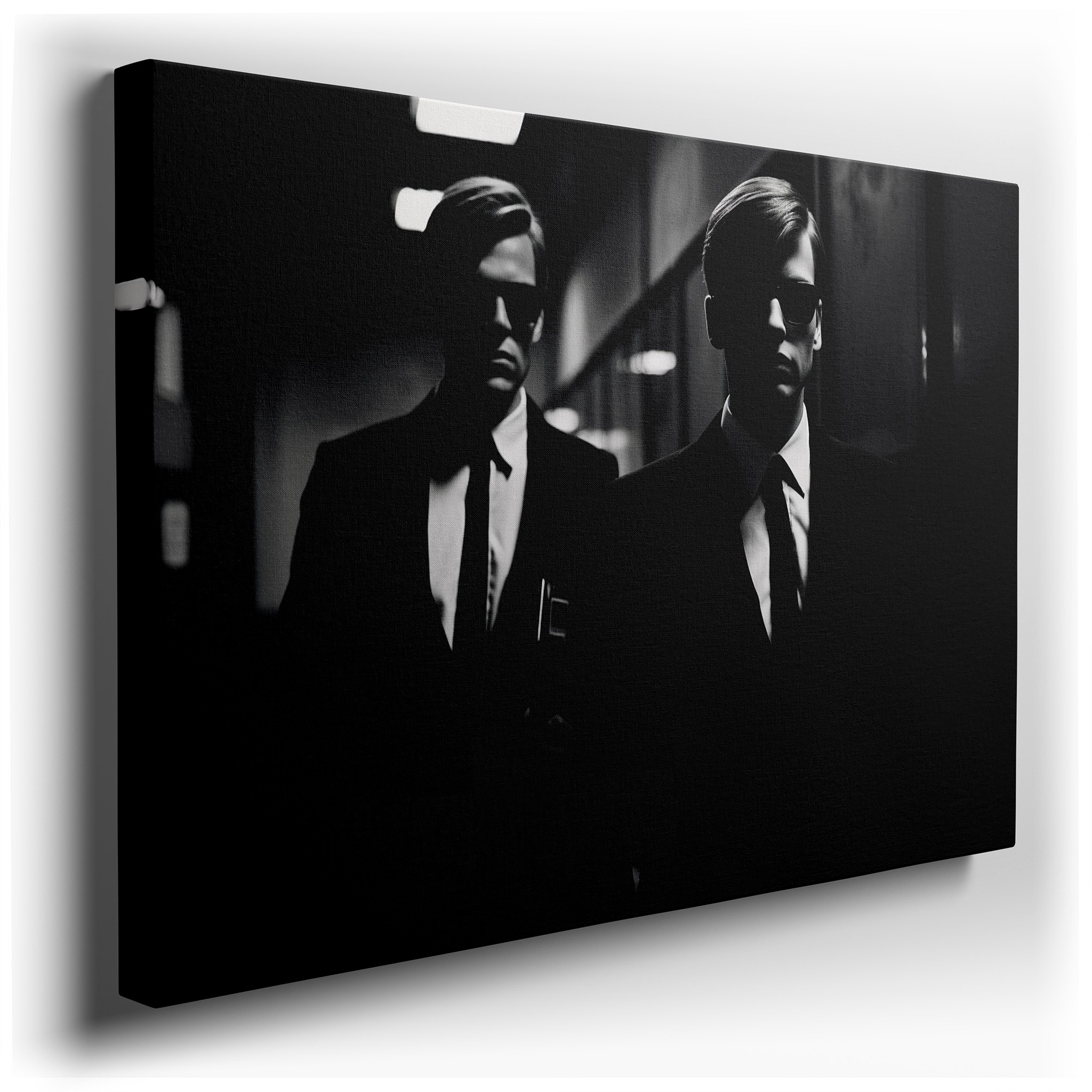 Mysterious Monochrome Figures: A Cinematic Exploration of Mystery and Intrigue - Large Wall Art, Canvas Wall Art, Wall