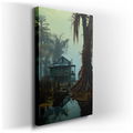 Mystical Dawn in the Swamp - Ethereal Fog Canvas Wall Art