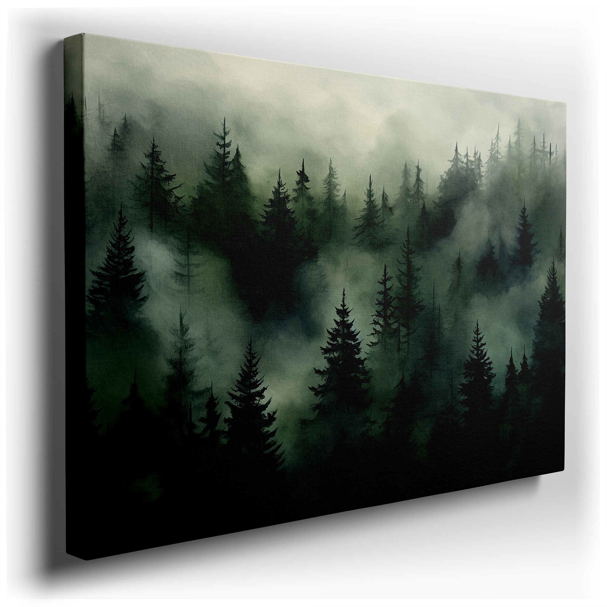 Mystical Misty Forest Hug, Ethereal Play of Light and Shadows Large Wall Art, Canvas Wall Art, Wall Decor for Office,