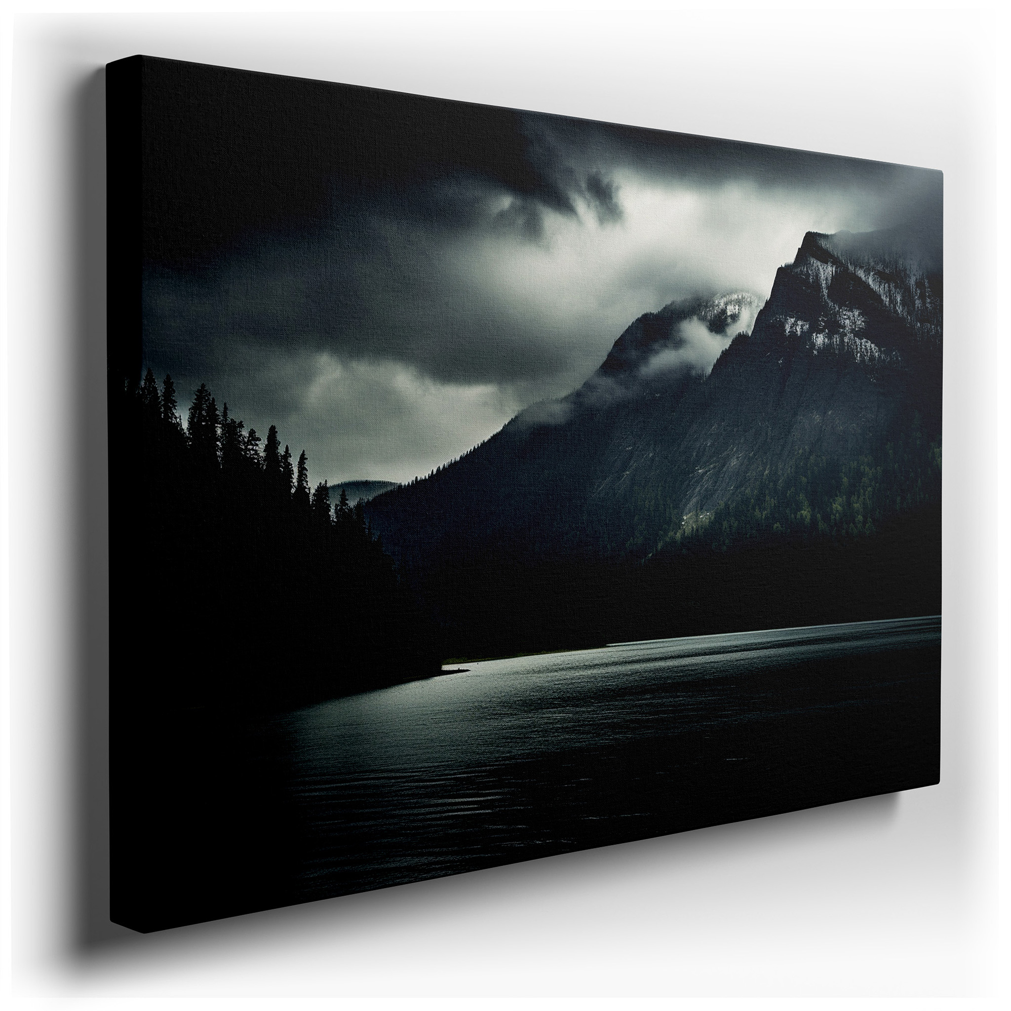 Mystical Mountain Peaks and Tranquil Waters Canvas Print, Large Wall Decor for Office and Bedroom wrapped canvas wall