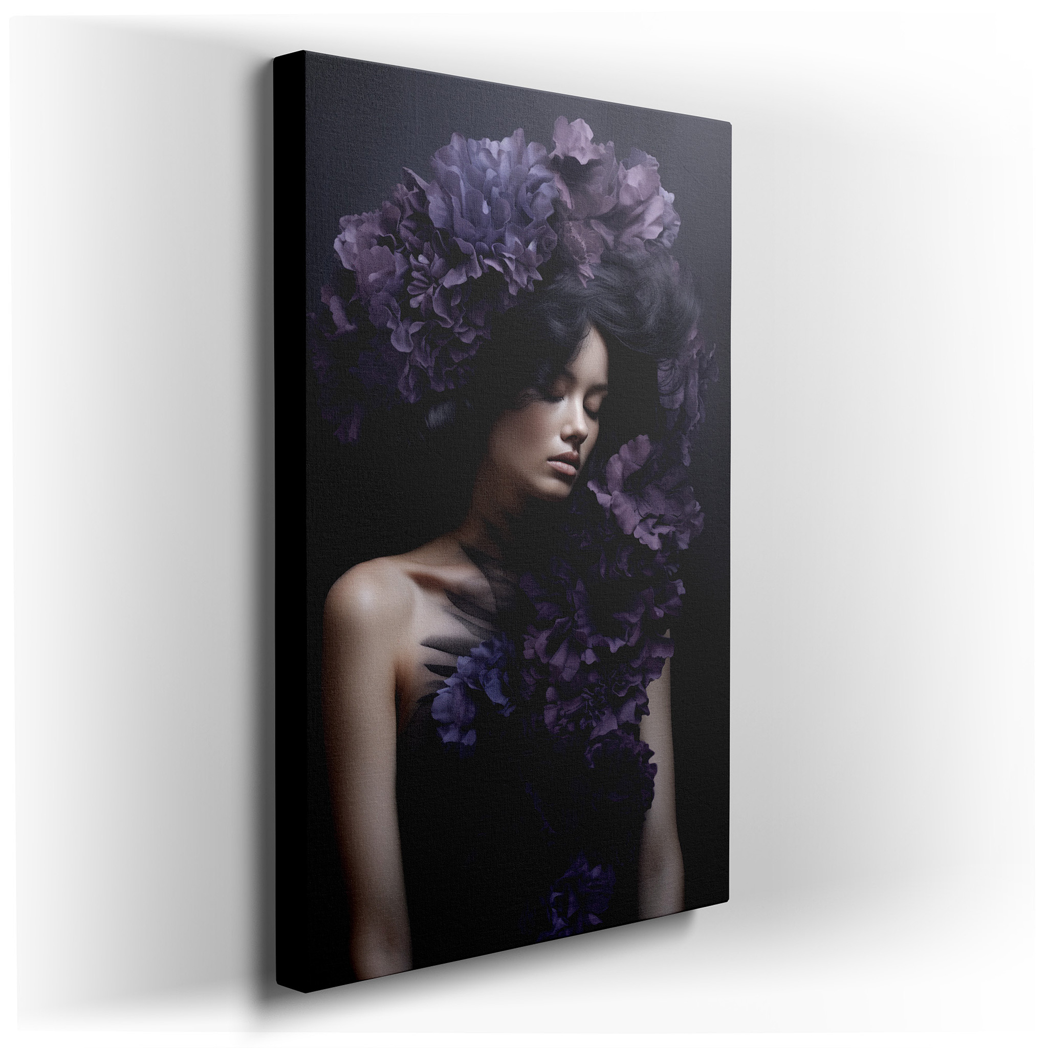 Mystical Silhouette Among Lavender Flowers - A Tranquil Journey Through Womanhood and the Natural World, Large Wall